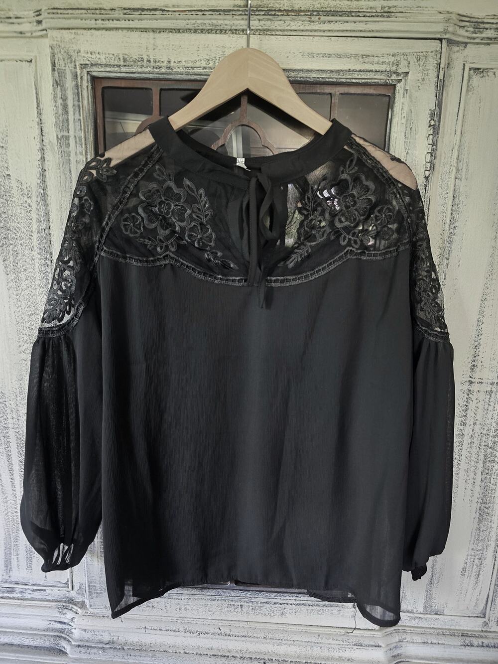 New Black Lace Blouse - Large